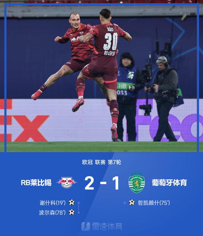 歐冠戰(zhàn)況：謝什科、波爾森進(jìn)球，哲凱賴什替補得勝，萊比錫勝葡萄牙體育2-1。