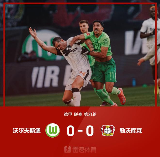 德甲戰(zhàn)報(bào)：狼堡戰(zhàn)平藥廠，庫(kù)利進(jìn)球無(wú)效，點(diǎn)球被撤。