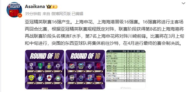 德轉：亞冠淘汰賽，海港戰(zhàn)水手，申花對決川崎